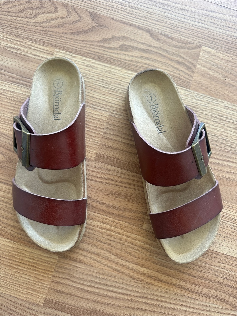 Bjorndal Women's Chestnut Brown Double-Strap Slide Mules
